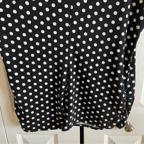 C’est La Vie Polka Dot Sleeveless Blouse Top Women’s XL Black White Ruched Sides - Picture 9 of 13